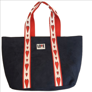 NWT Womens Brighton navy blue Velveteen Love Tote.